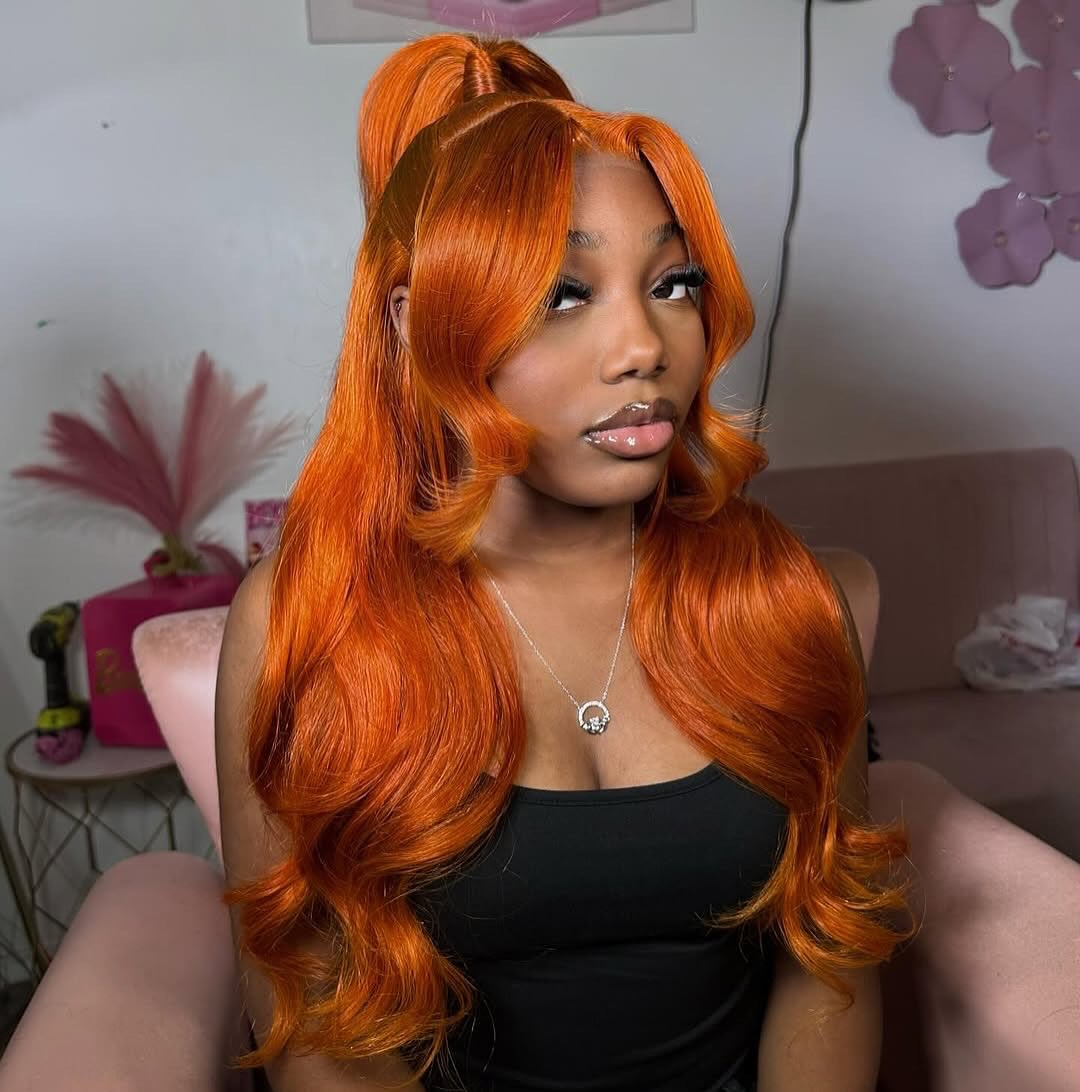 Vibrant Copper Waves with Voluminous Topknot