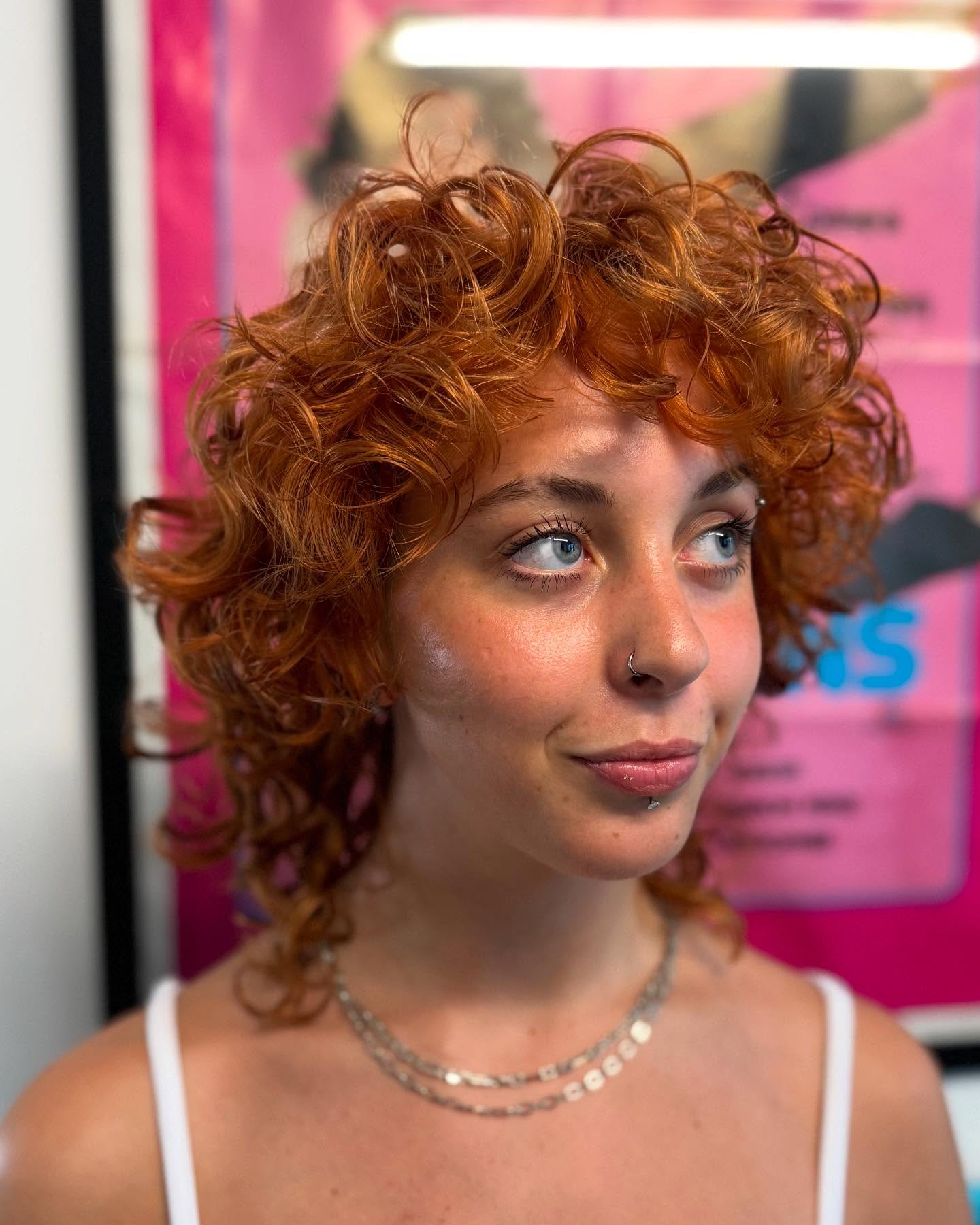 Vibrant Curly Wolfcut with Defined Layers