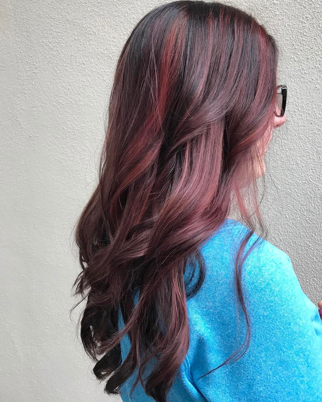 Warm Chestnut Waves with Subtle Burgundy Highlights