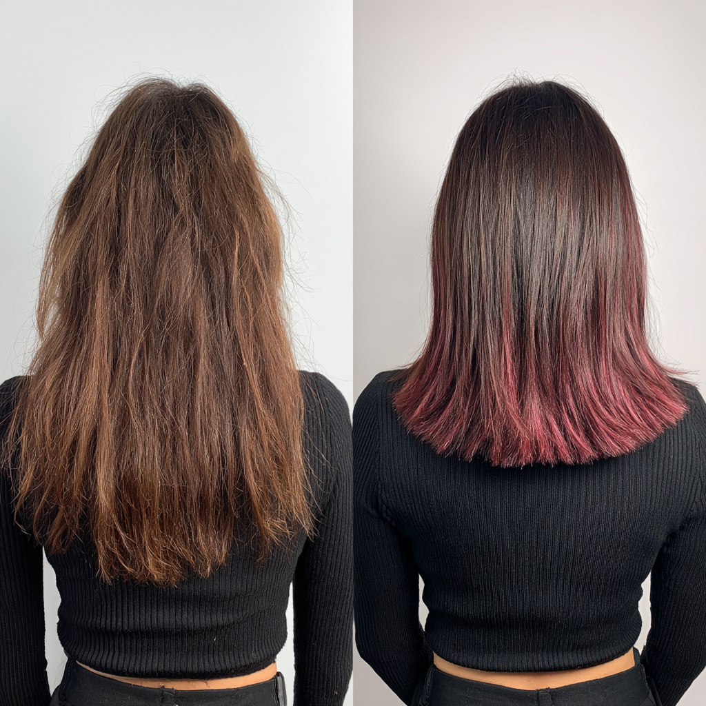 Chic Blunt Lob with Subtle Raspberry Ombre