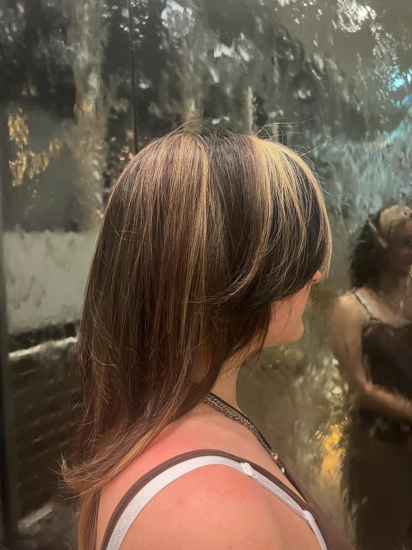 Chic Long Layered Hair with Subtle Caramel Highlights