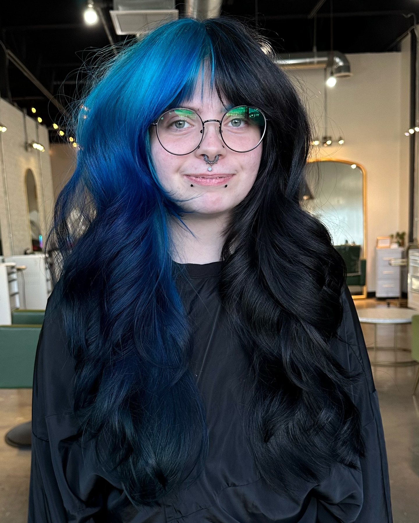Deep Ocean Blue Cascading Waves with Subtle Black Undertones