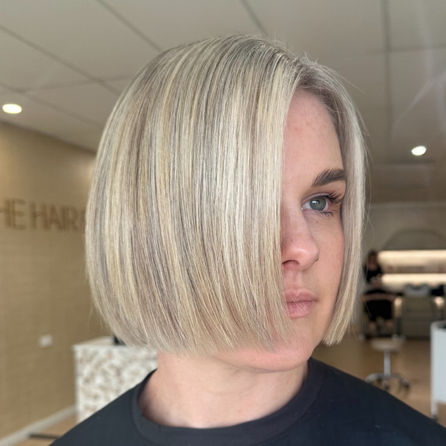 Sleek Ash Blonde Bob with Precision Cut
