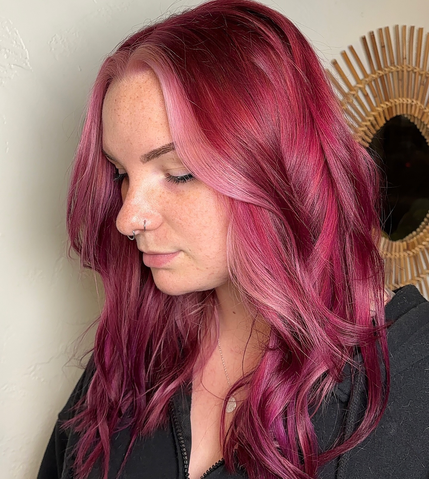 Vibrant Magenta Waves with Soft Layering