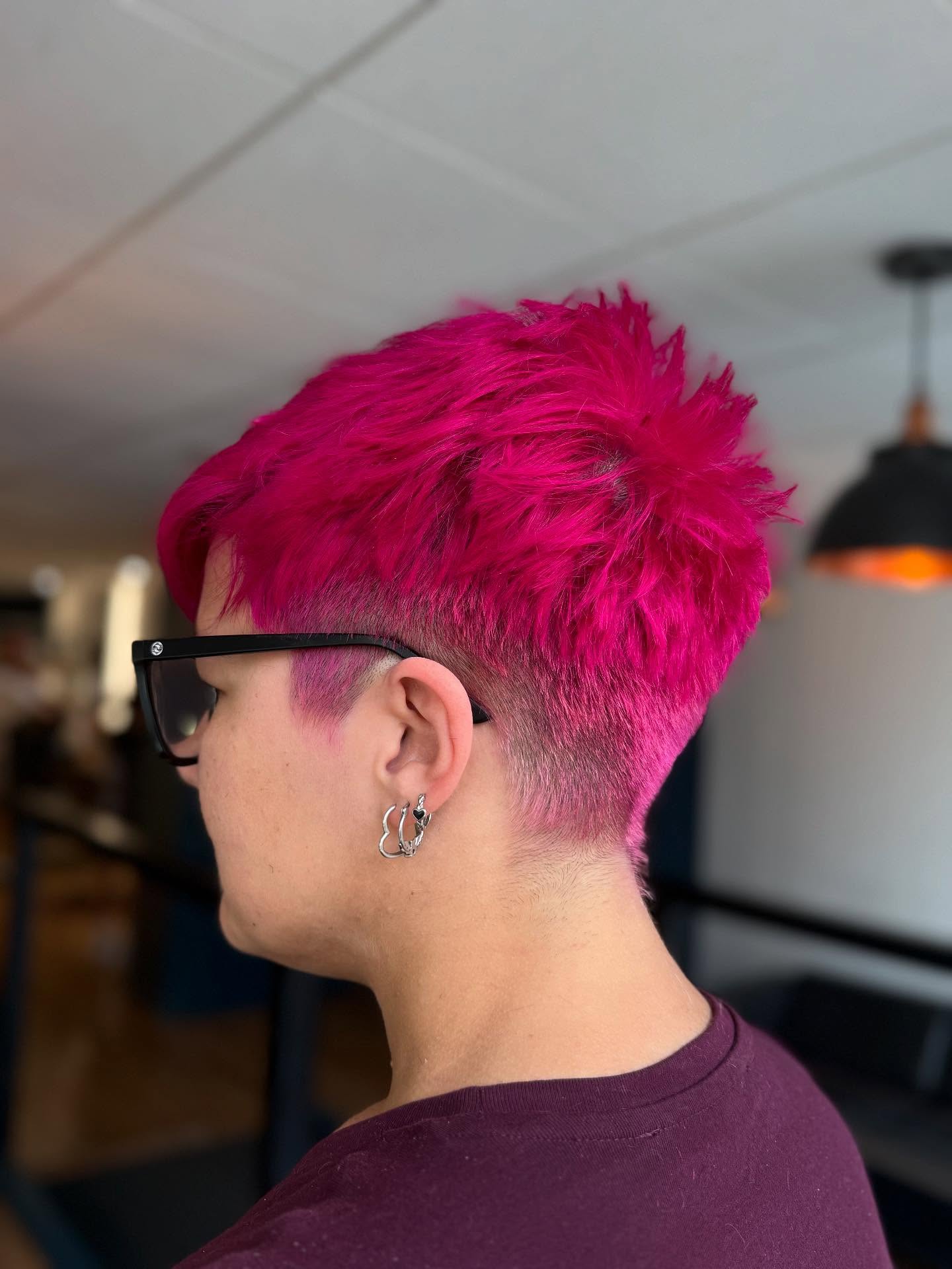 Vivid Pink Textured Pixie Cut