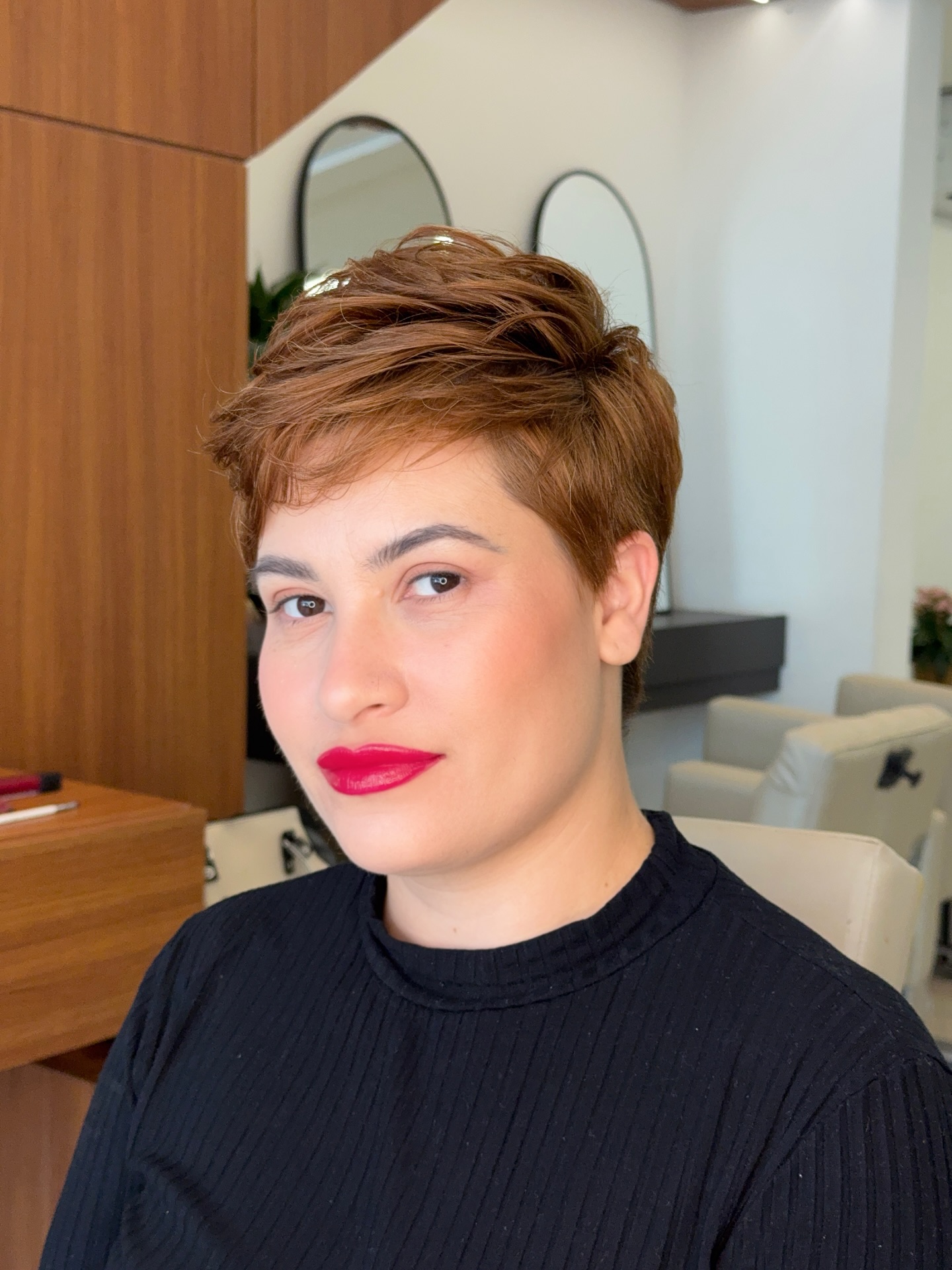 Chic Brown Pixie with Textured Crown and Sharp Edges