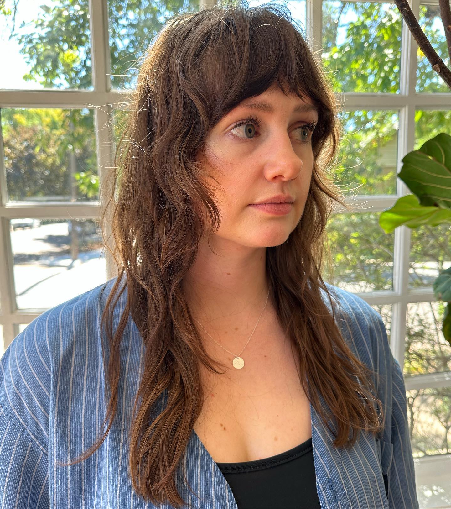 Effortlessly Chic Long Shag with Soft Bangs