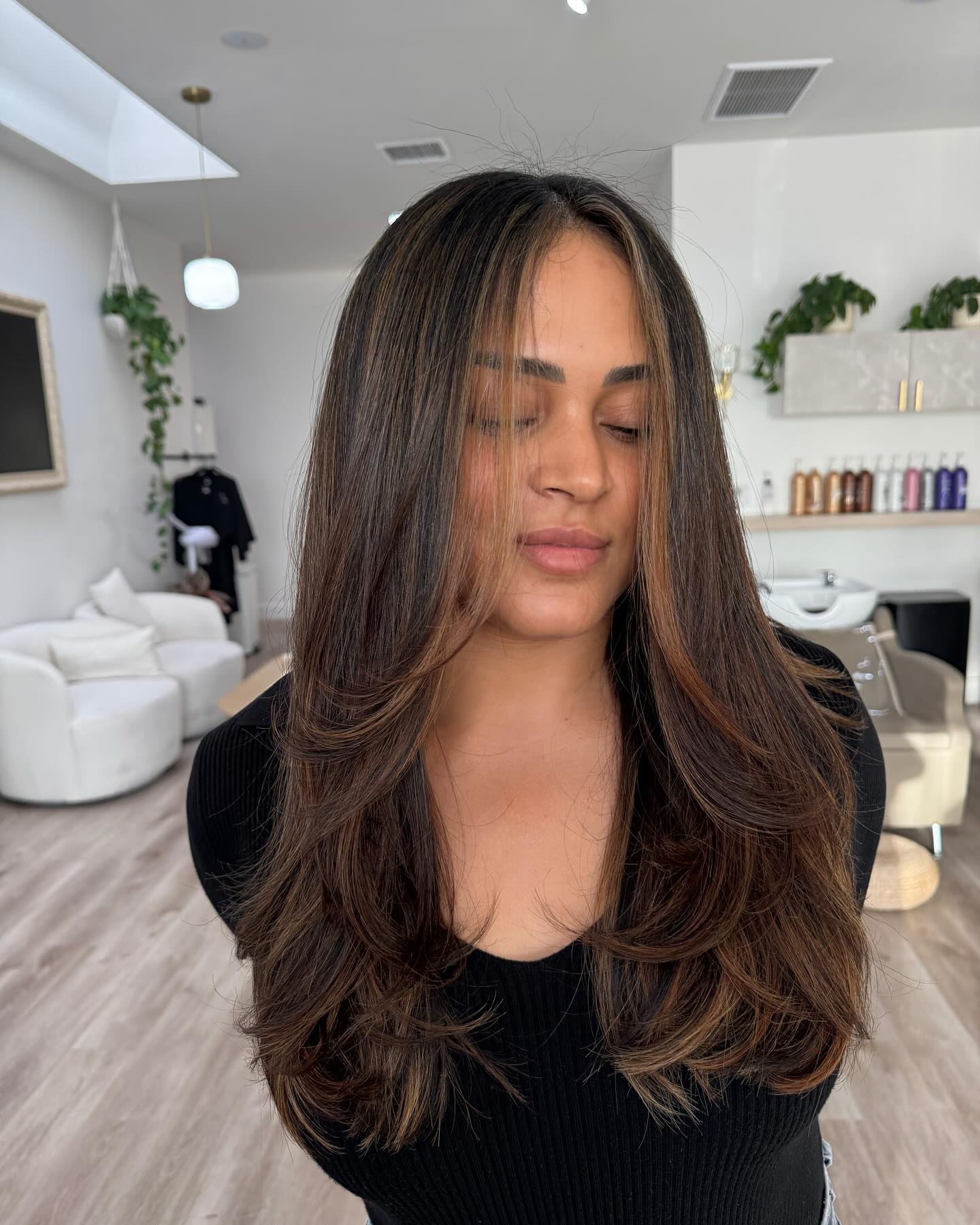 Elegant Long Layers with Subtle Caramel Highlights