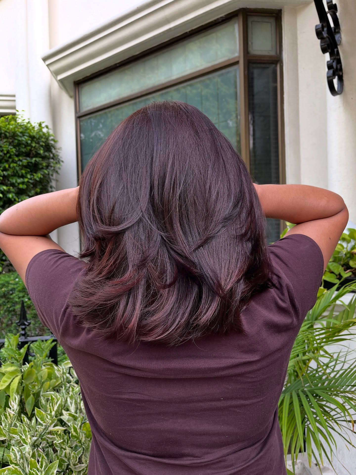 Glossy Chestnut Layers with Subtle Burgundy Hues