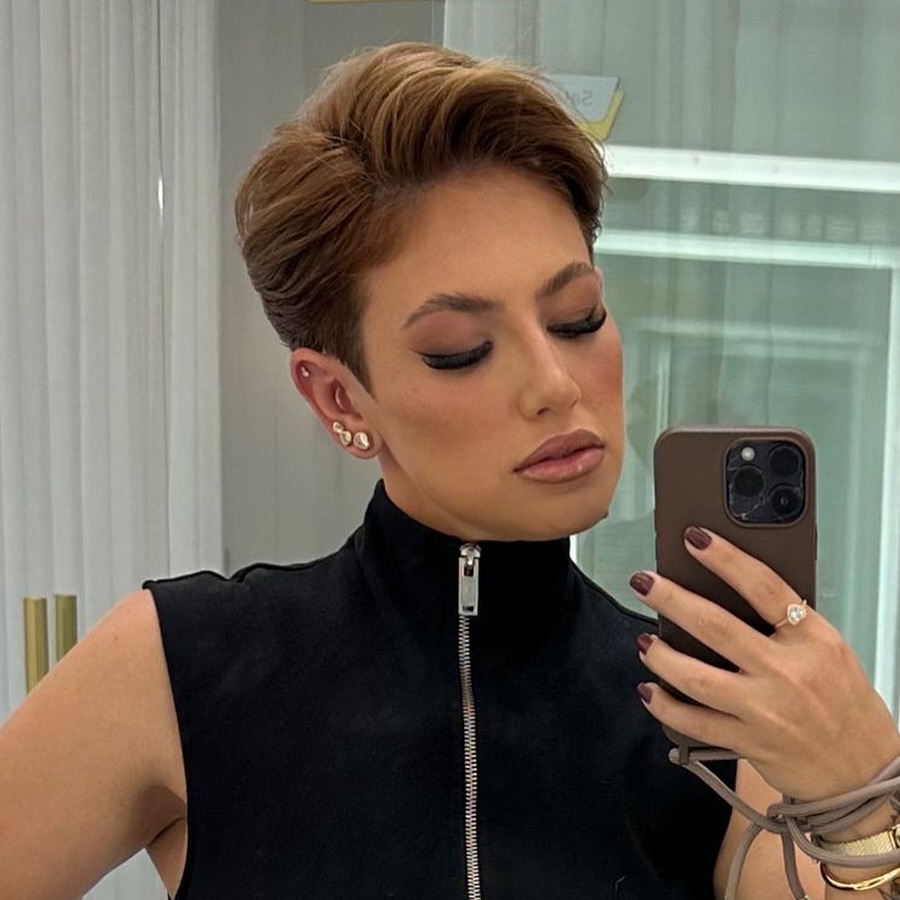 Stylish Brown Pixie with Textured Volume