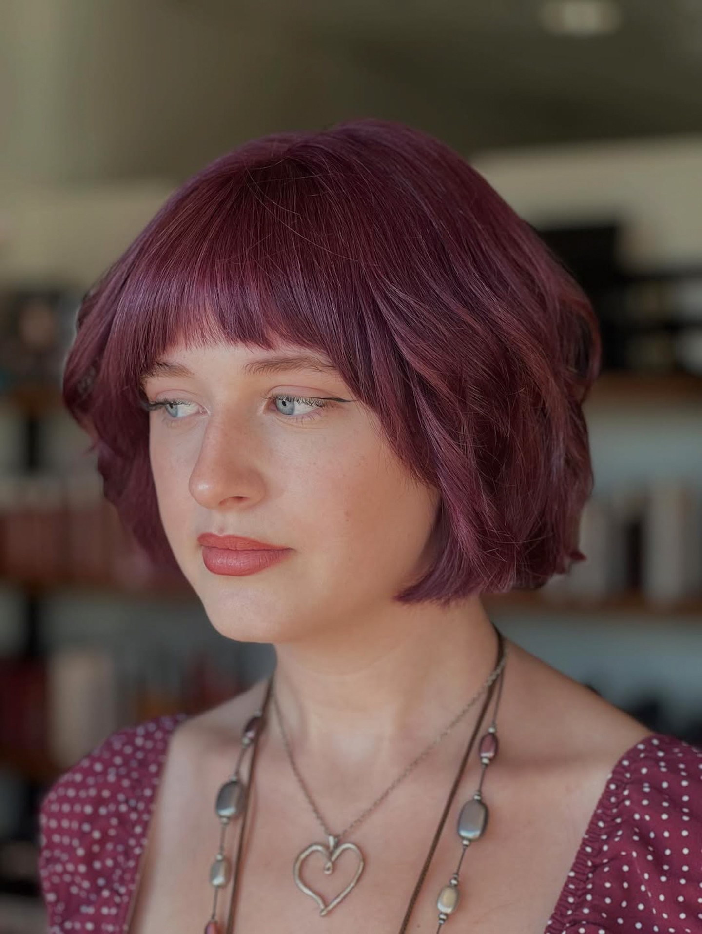 Stylish Textured Bob with Bold Burgundy Color