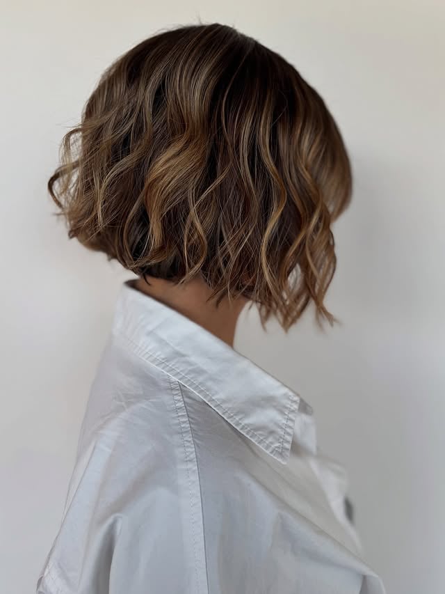 Textured Wavy Bob with Subtle Highlights
