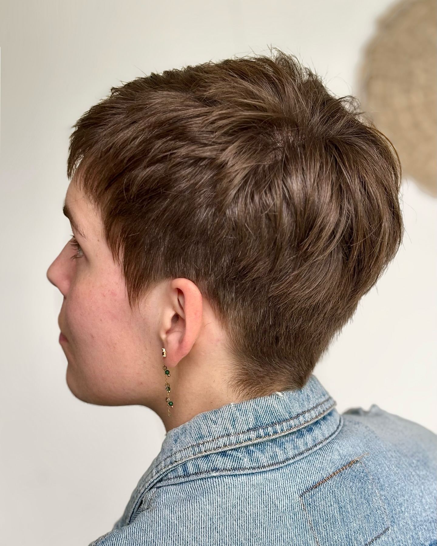 Trendy Brown Pixie with Textured Crown