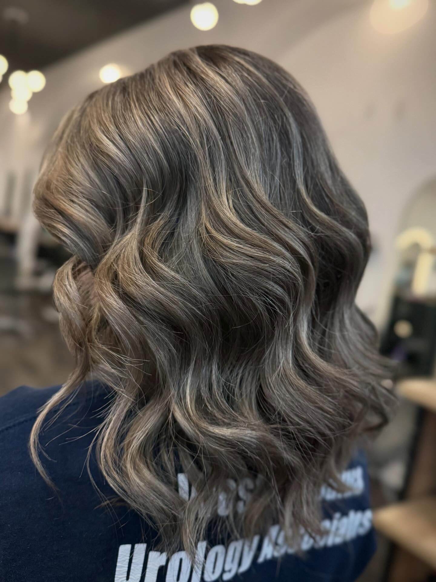 Warm Ashy Brunette Waves with Subtle Highlights