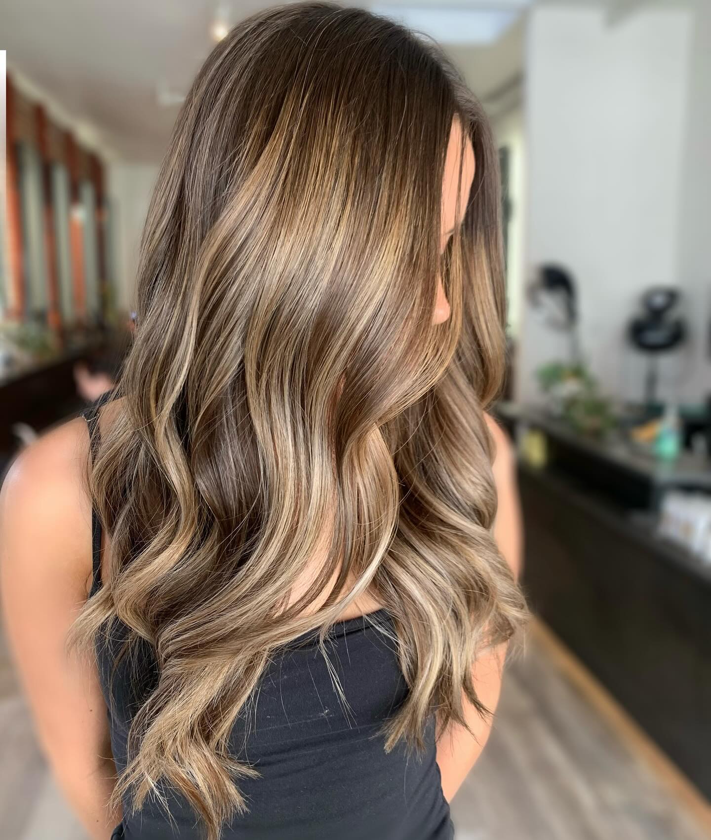 Warm Brunette Waves with Subtle Ash Highlights