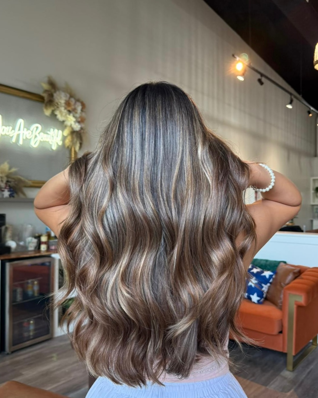 Warm Brunette Waves with Subtle Caramel Highlights