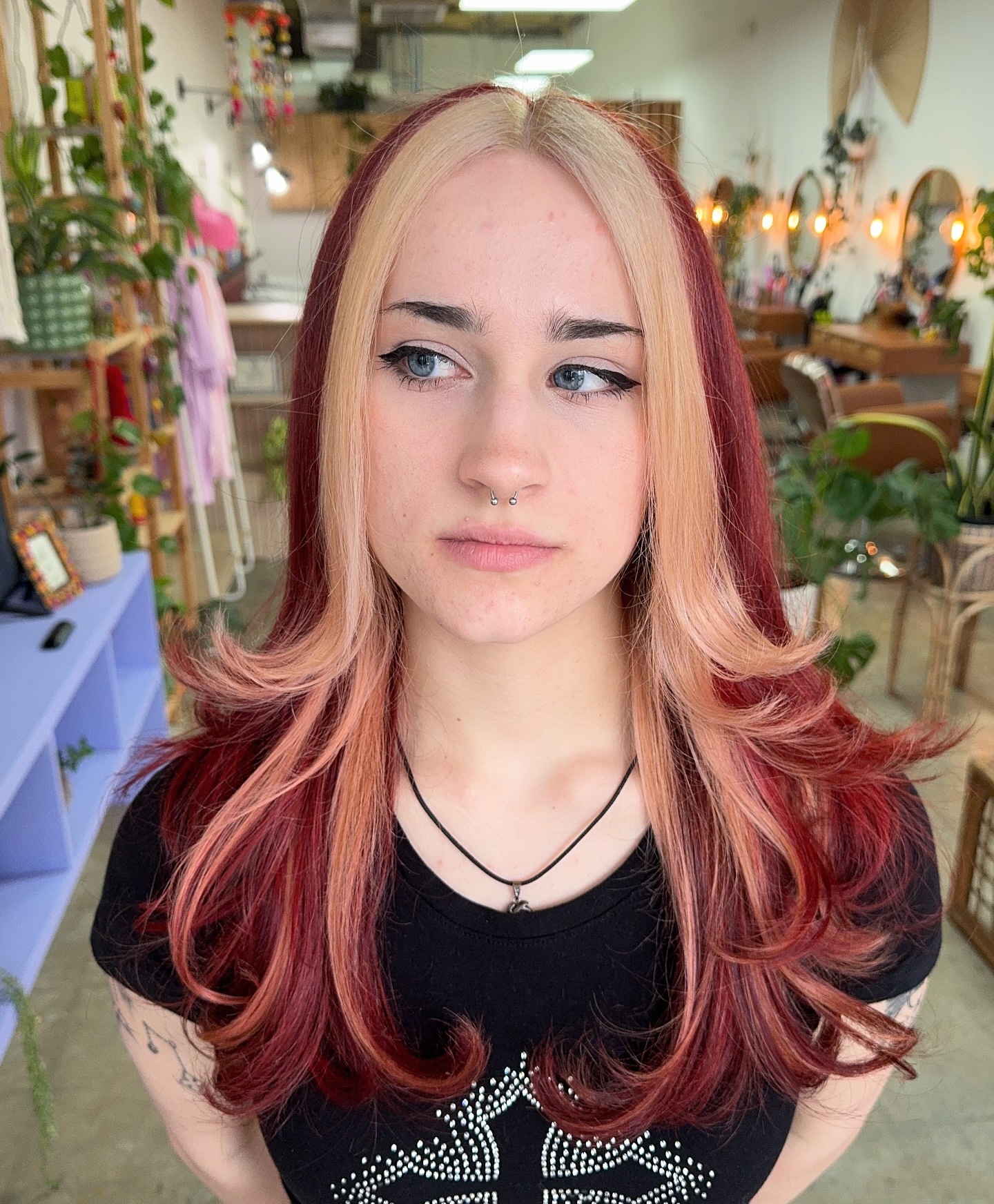 Bright Blonde Base with Rosewood Money Pieces
