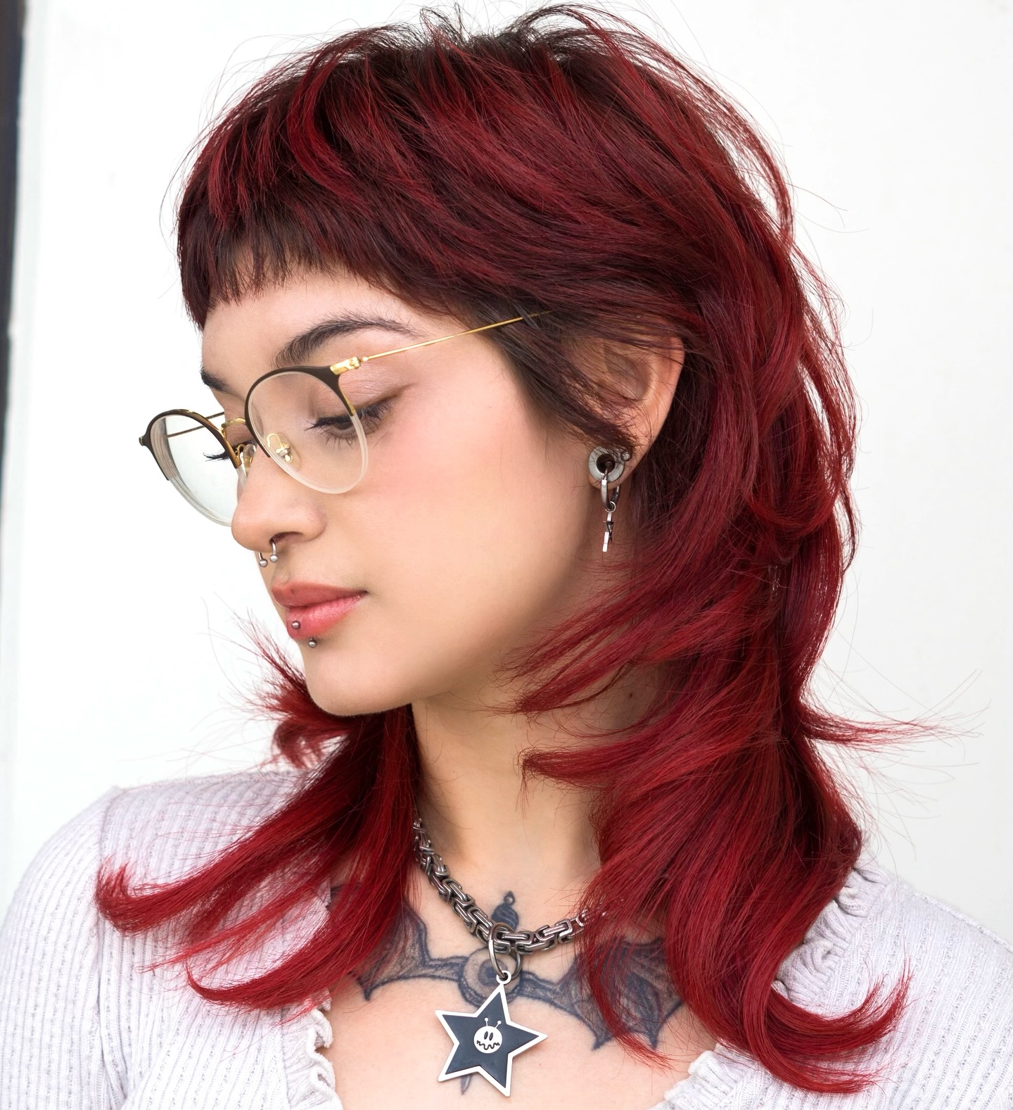 Burgundy Windswept Layers with Fringe