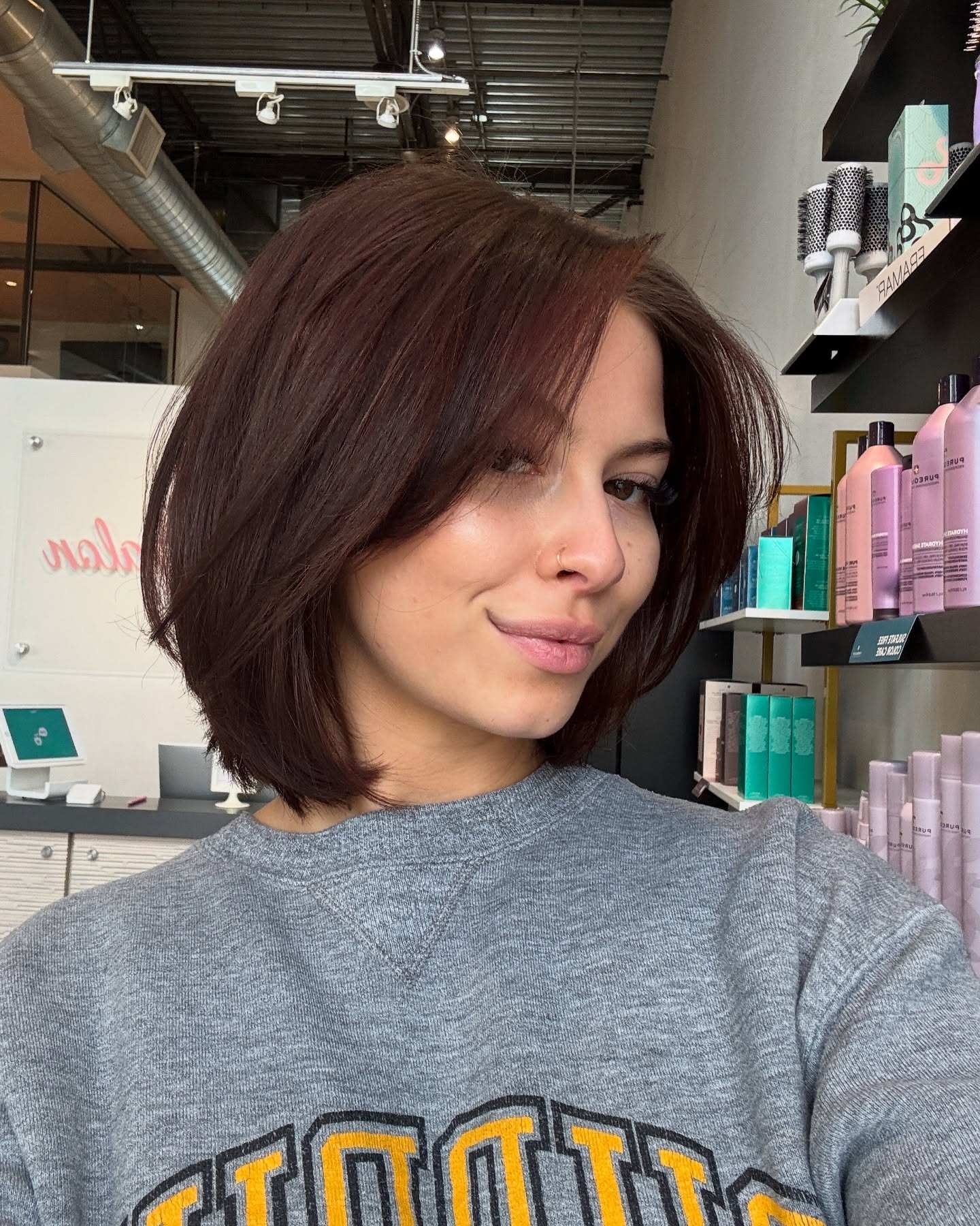 Chic Deep Burgundy Bob with Subtle Layers