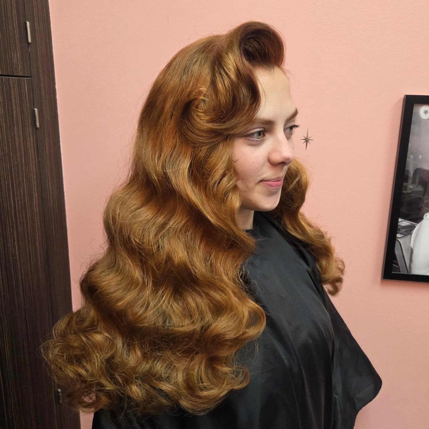 Deep Auburn Waves with Classic Barrel Curls