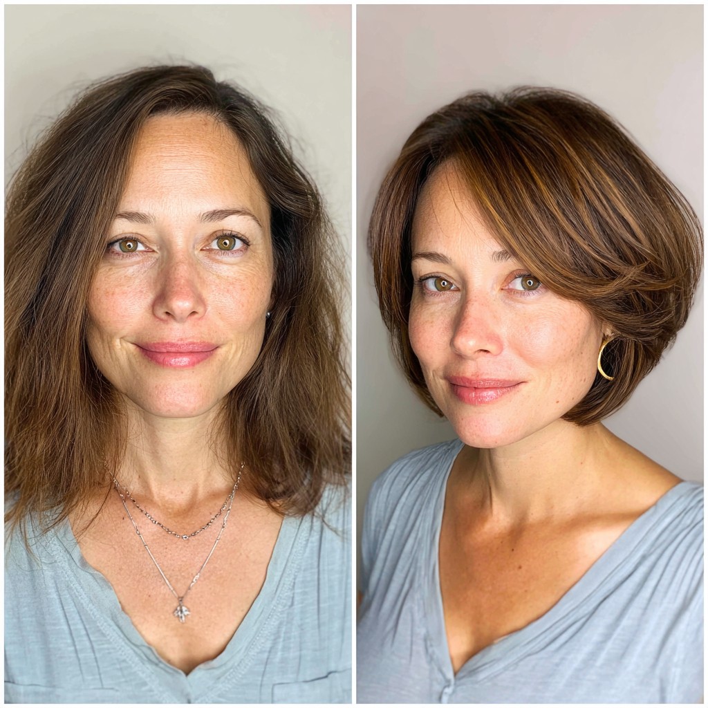 Dynamic Brunette Bob Transformation