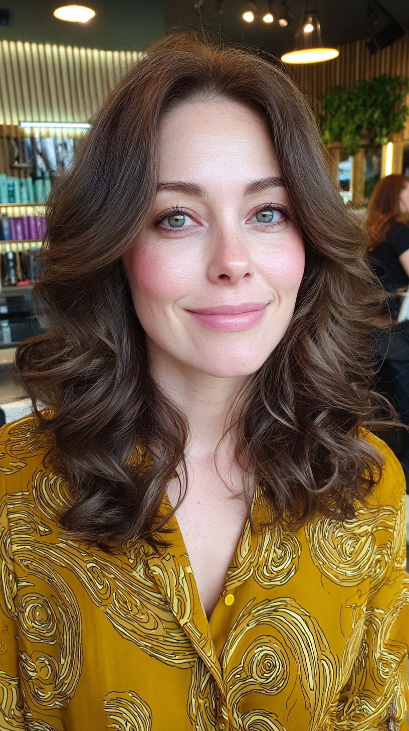 Elegant Brunette Curls with Soft Volume