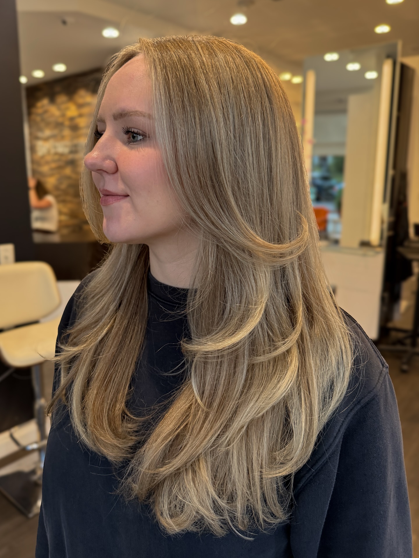 Elegant Long Brown Hair with Soft Golden Highlights