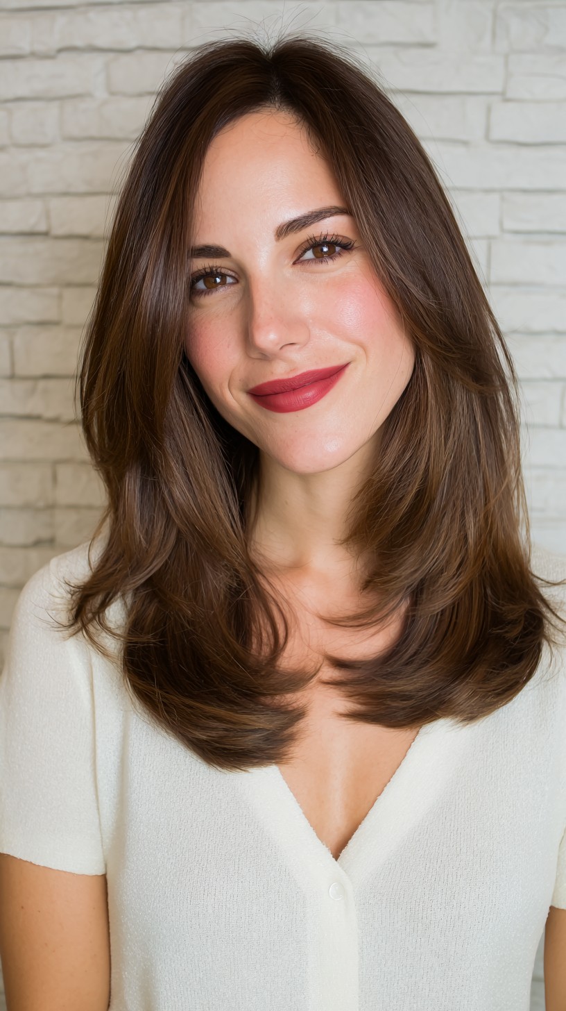 Glossy Chestnut Cascade with Gentle Contours