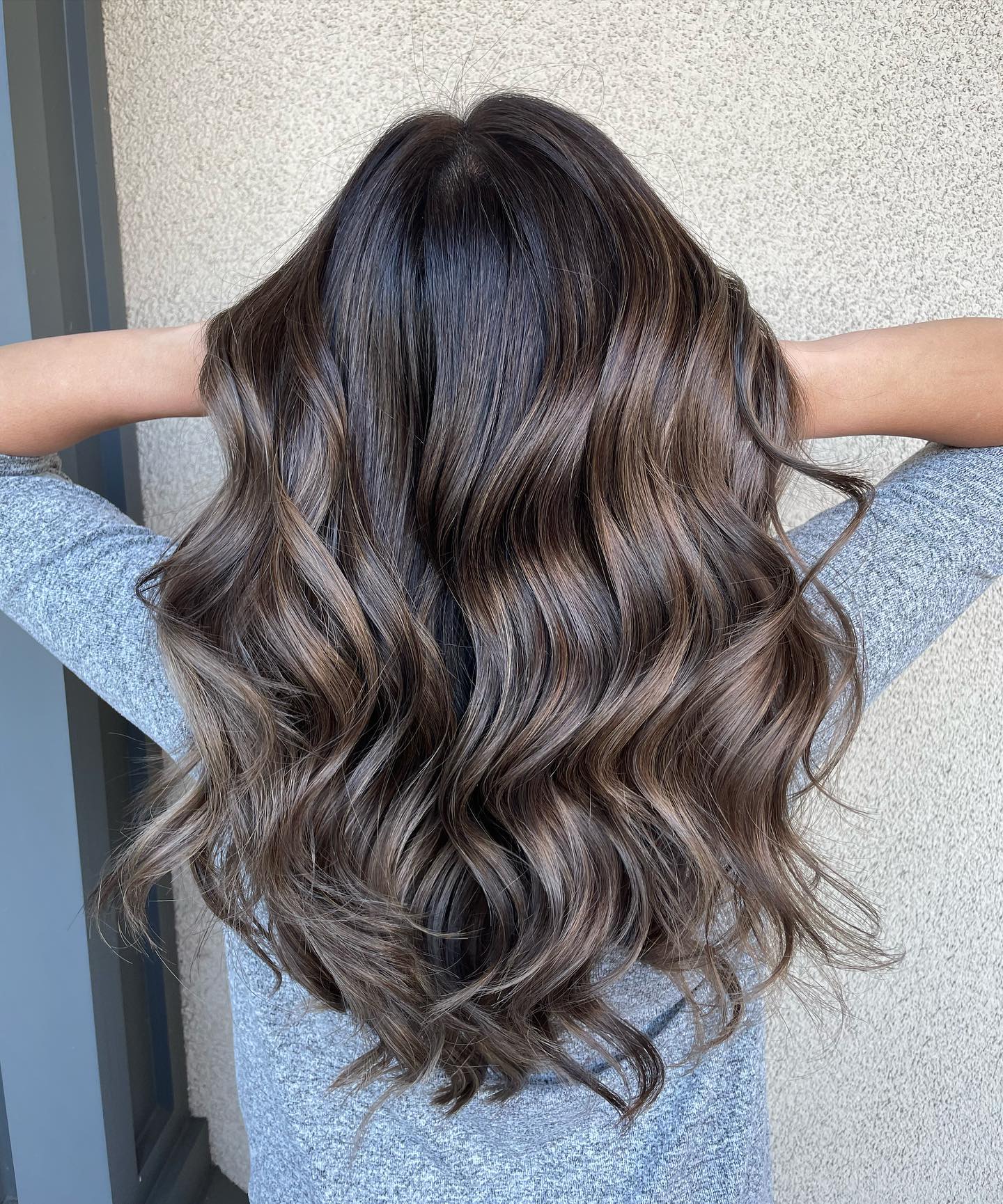 Gorgeous Long Layered Brown Waves with Soft Highlights