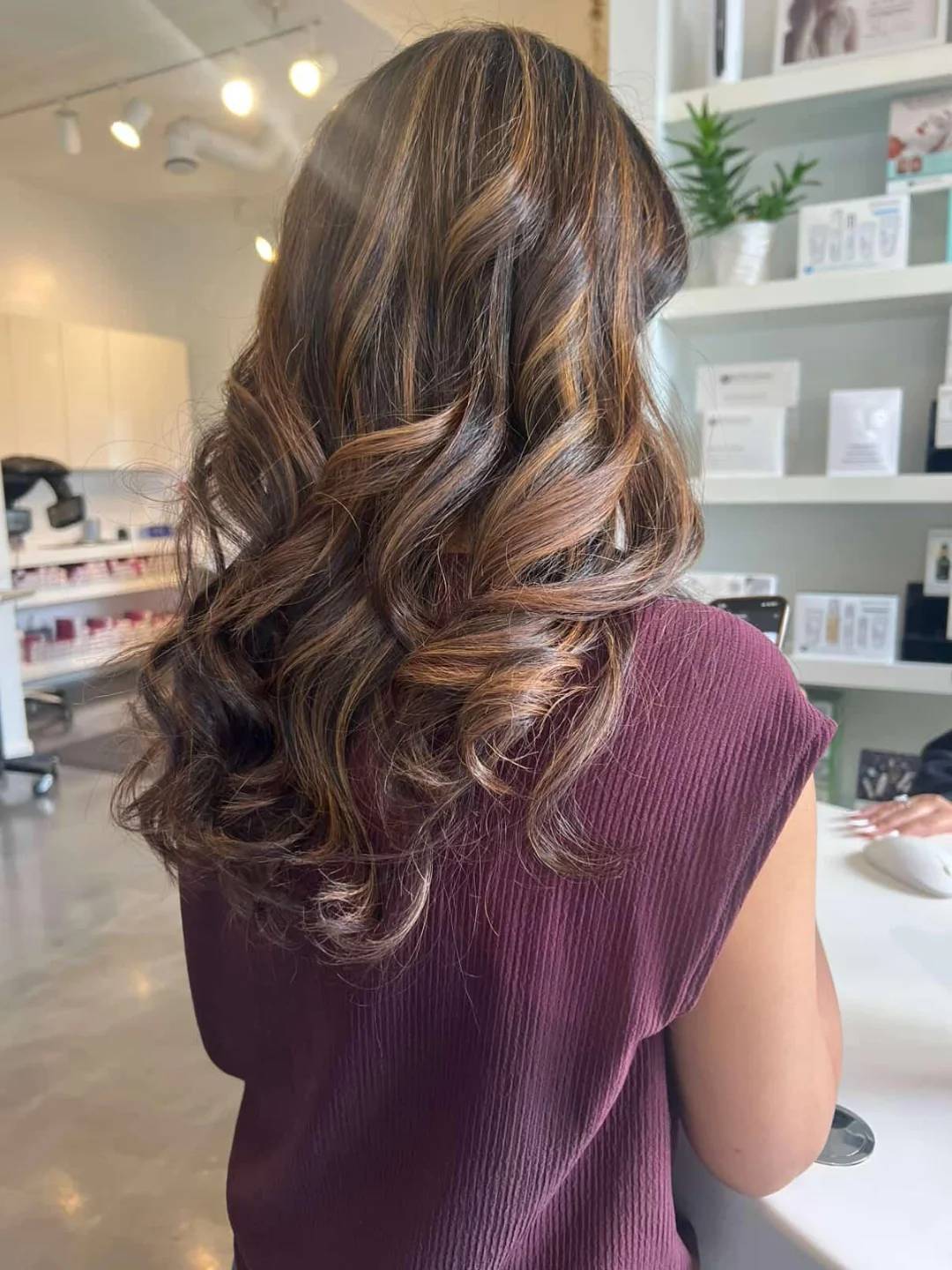 Luxurious Lush Brown Waves with Copper Highlights