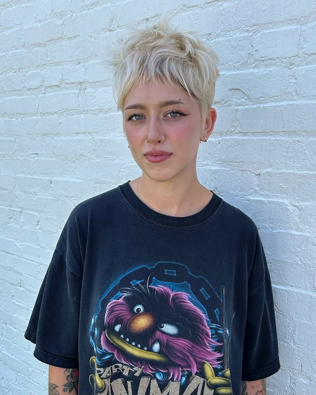 Platinum Textured Pixie with Edgy Top Volume