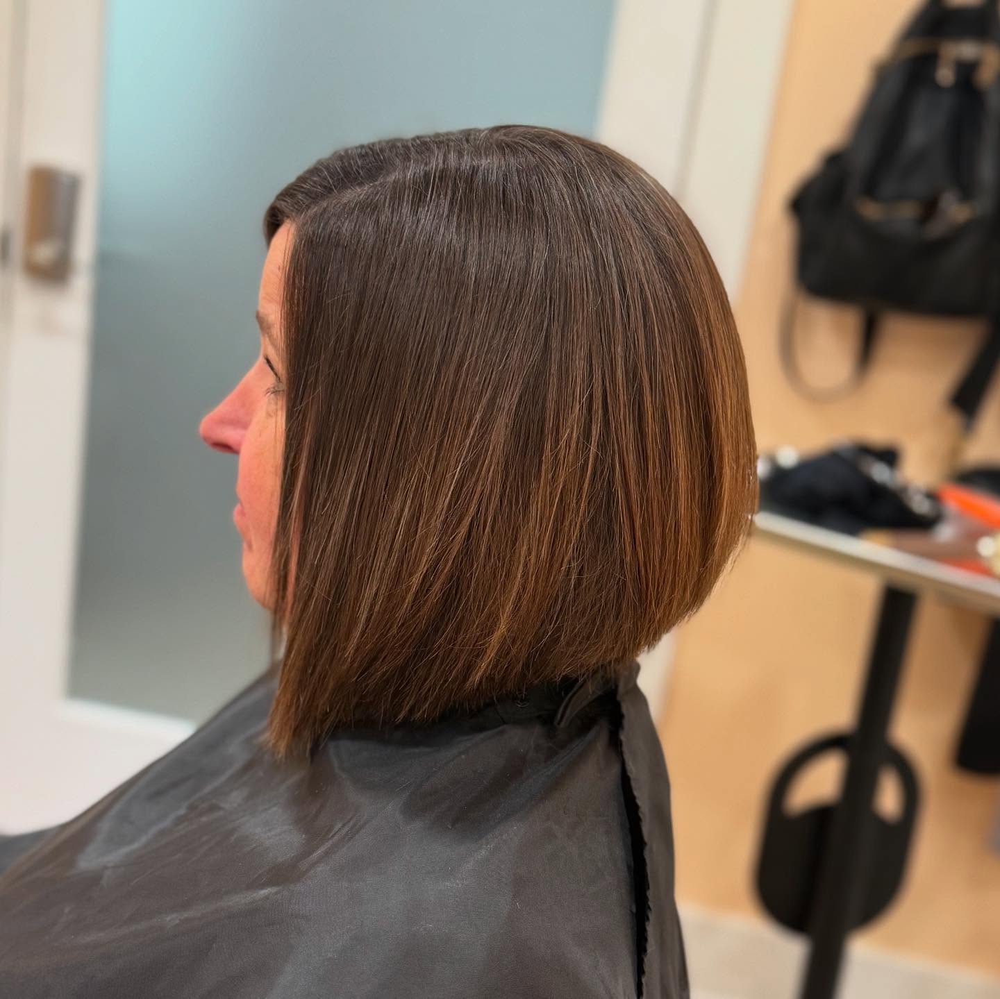 Refined Chestnut Bob with Subtle Layering