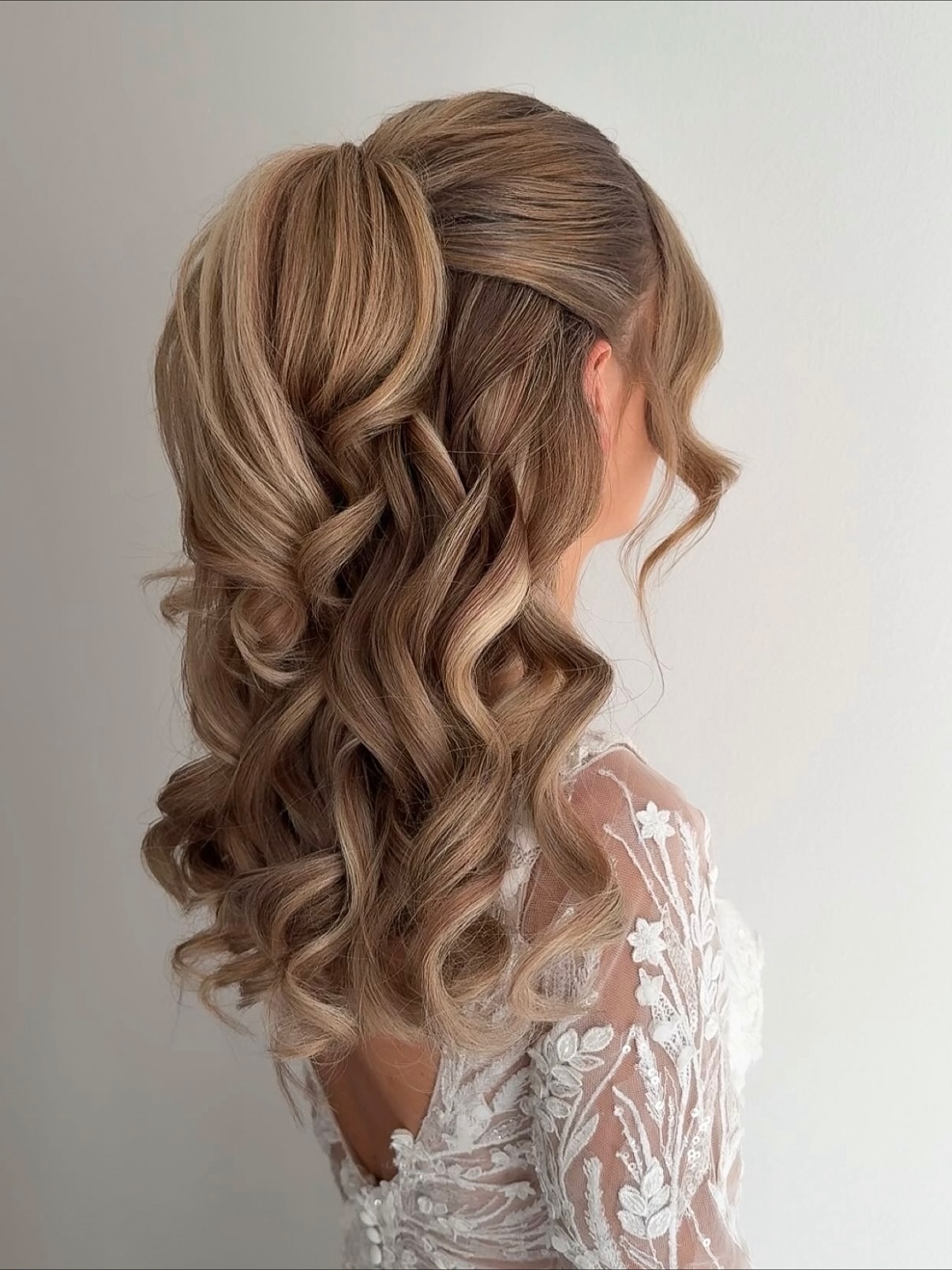 Romantic Tousled Waves with a Crisscross Half-Updo