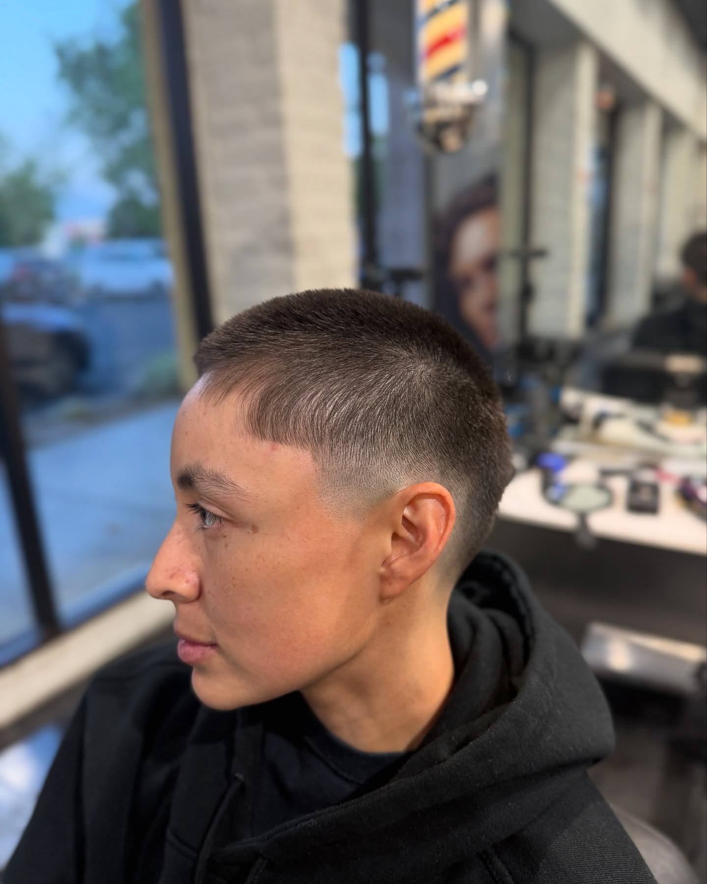 Sharp Edged Buzz Cut with Fade