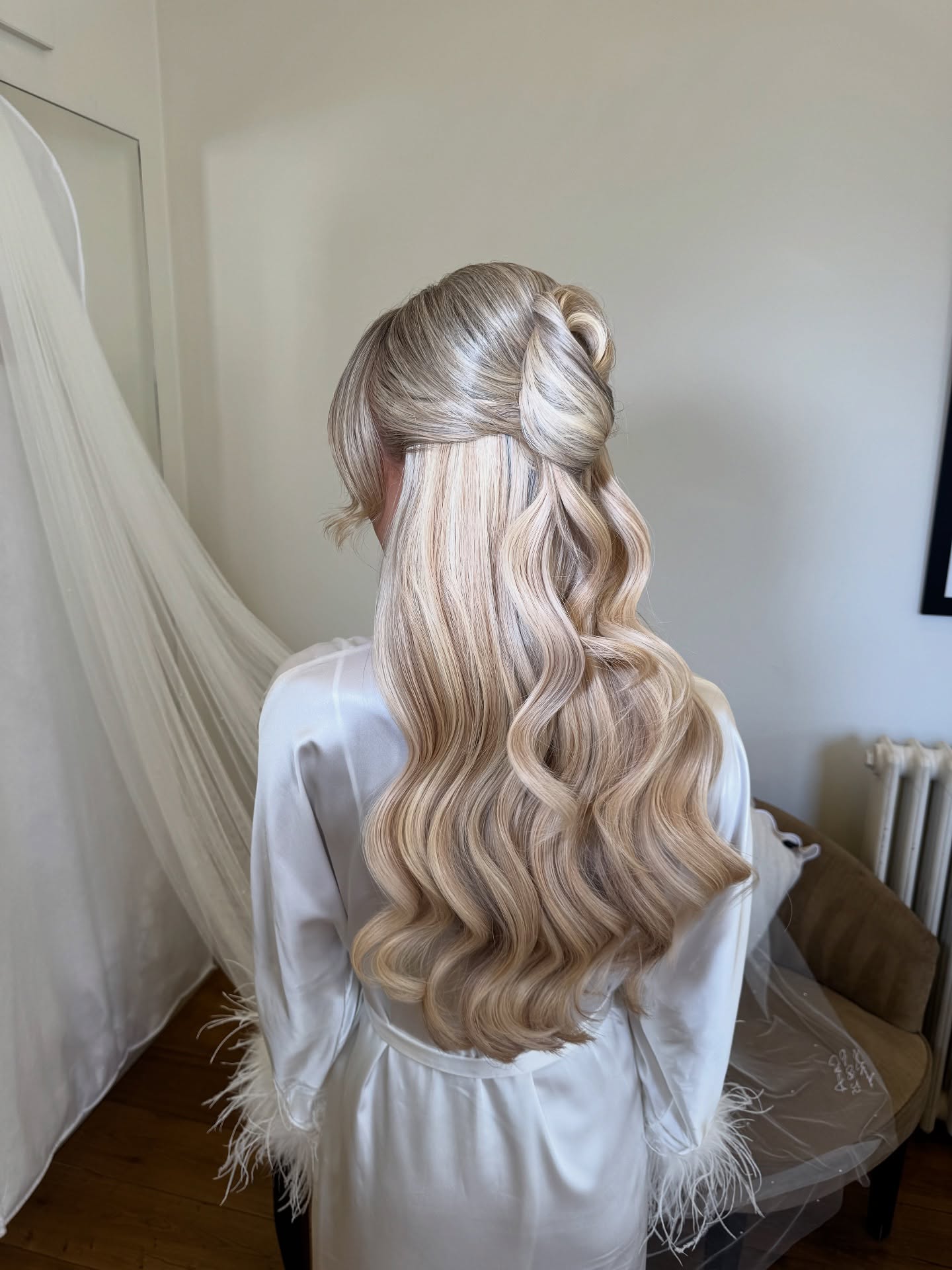 Silver-and-Blonde Twisted Half-Up Hairstyle