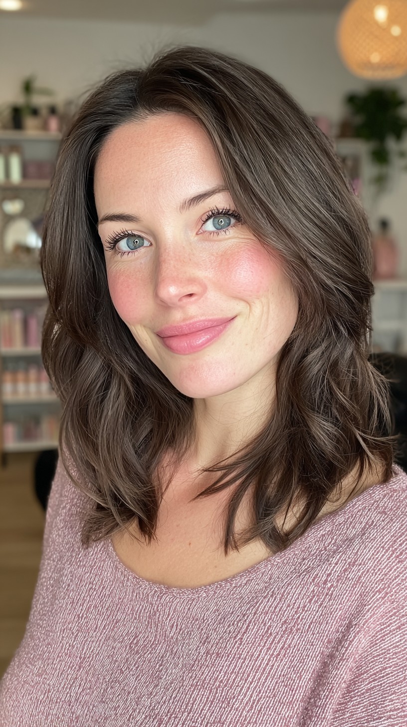 Soft Brunette Waves with Gradual Layers