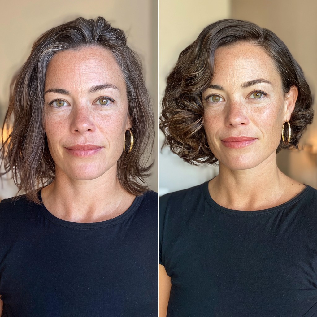 Voluminous Mocha Curls with a Contemporary Twist