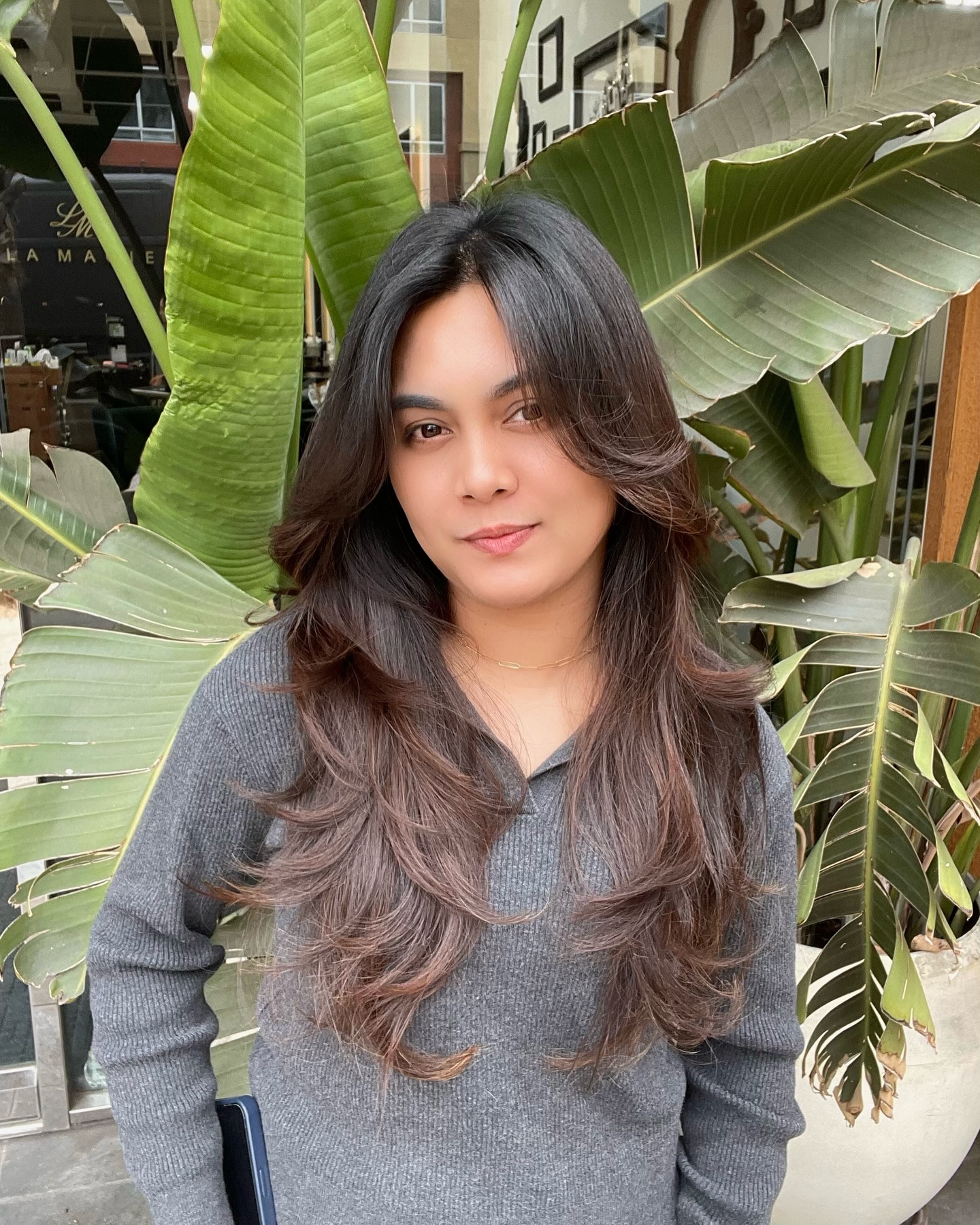 Cascading Chestnut Waves with Soft Balayage