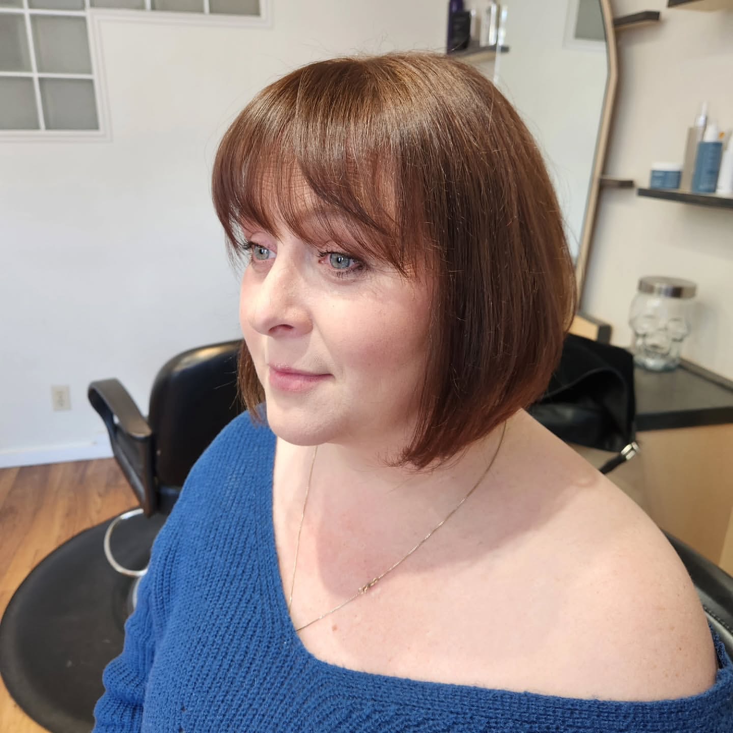 Chic Rounded Bob with Blunt Bangs