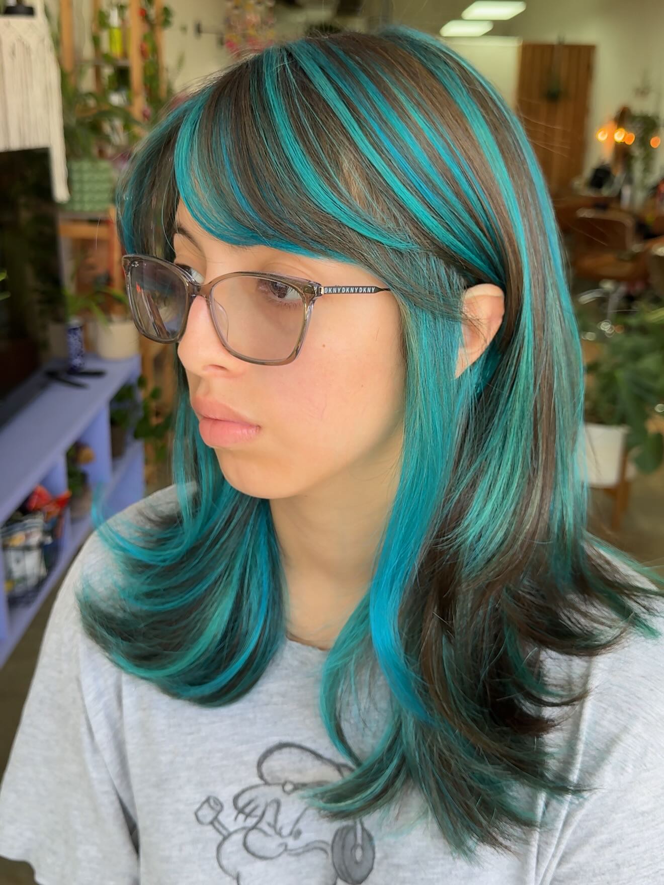 Electric-Teal-Tresses-with-Face-Framing-Fringe
