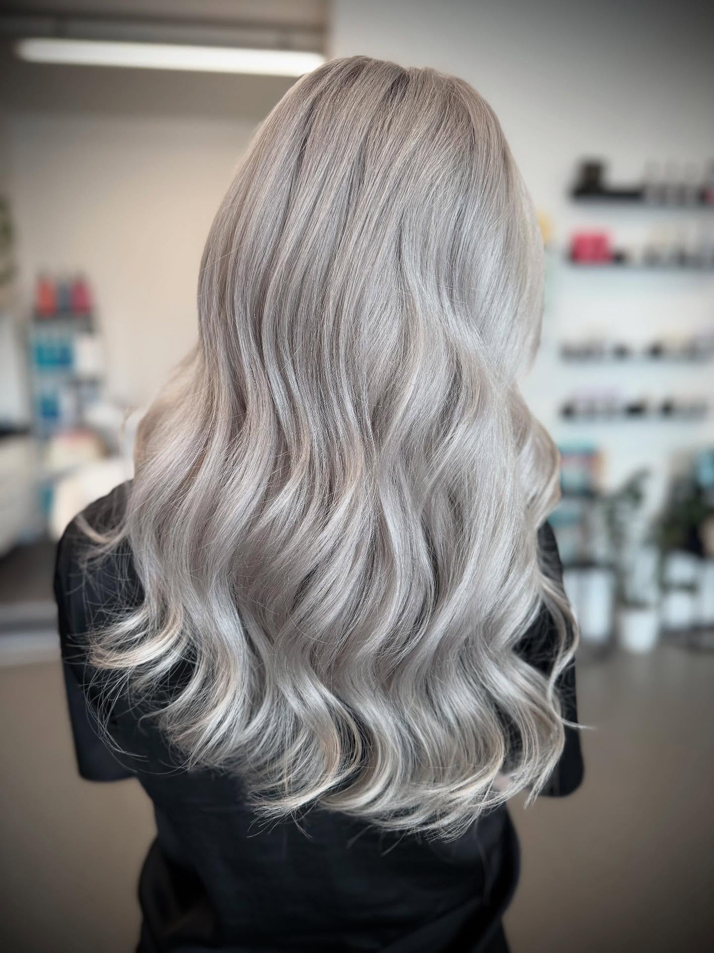Elegant Long Layers with Soft Silver Tones