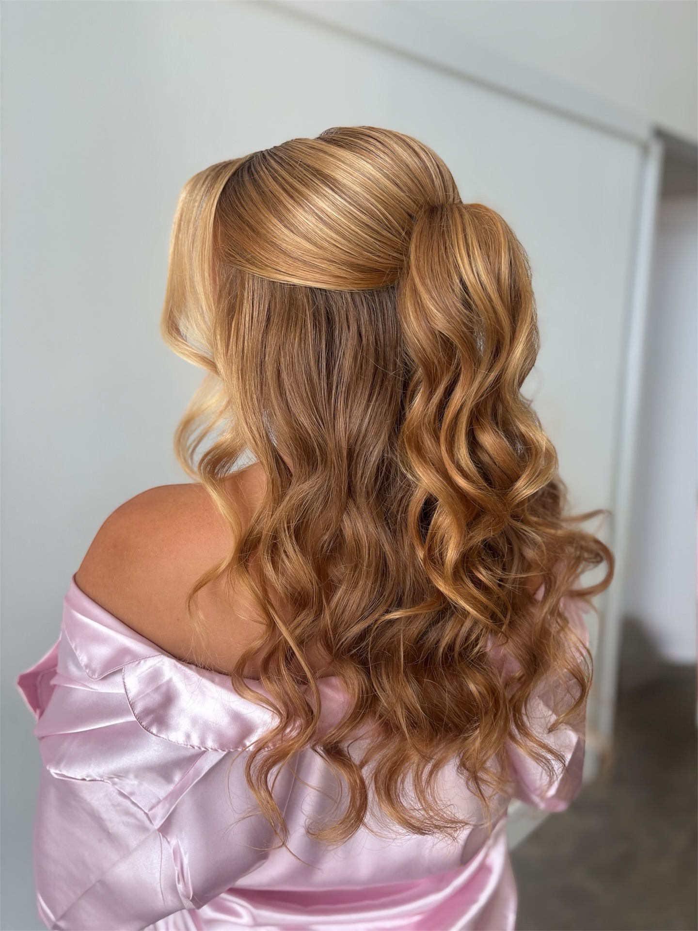 Glamorous Half Up Half Down Cascading Waves