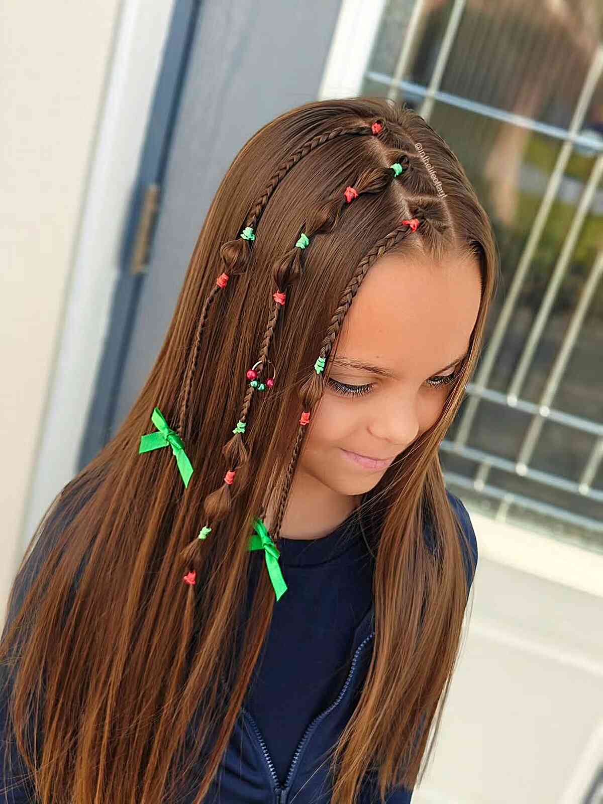 Playful Brown Braids with Colorful Beads