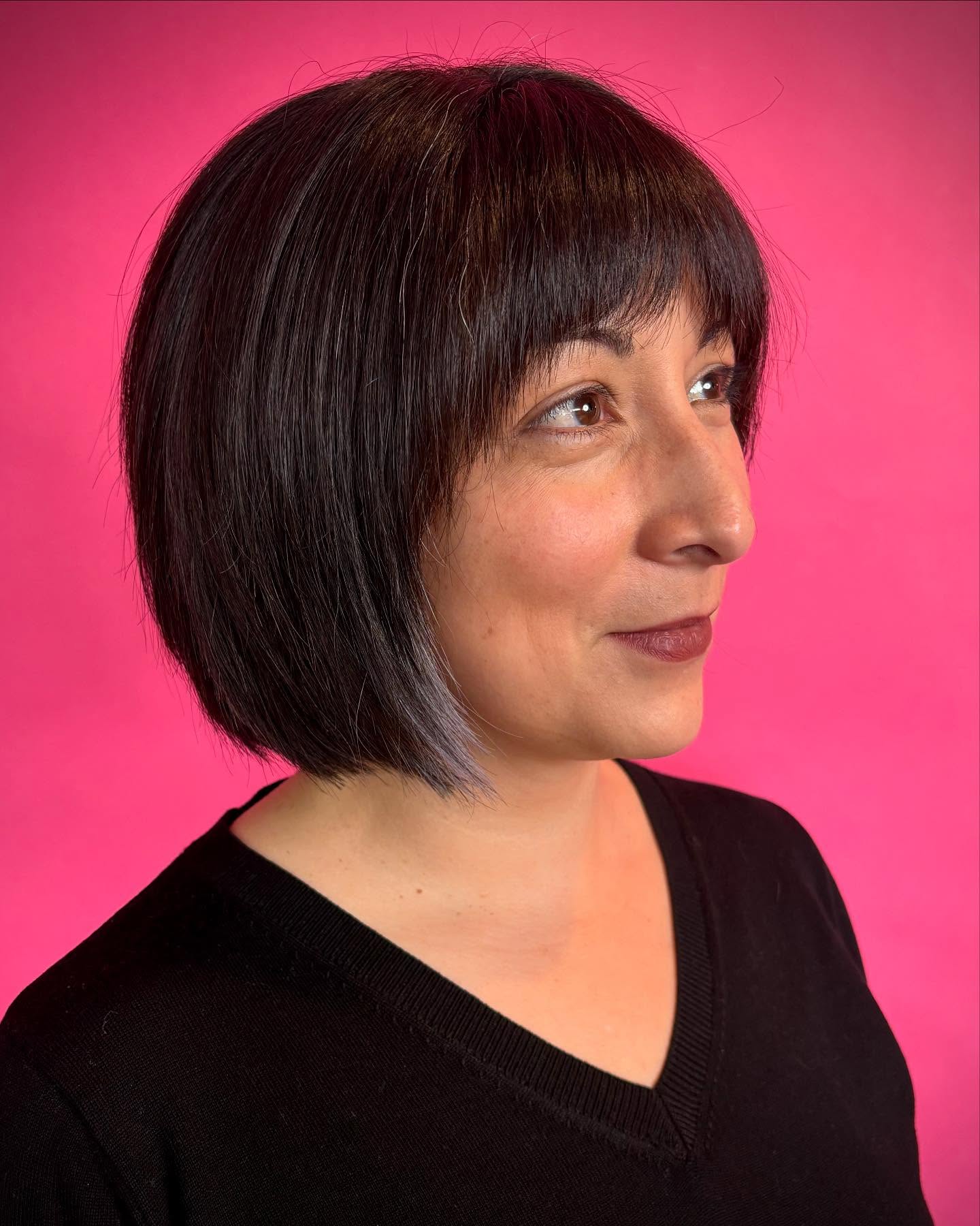 Sleek Blunt Bob with Soft Fringe