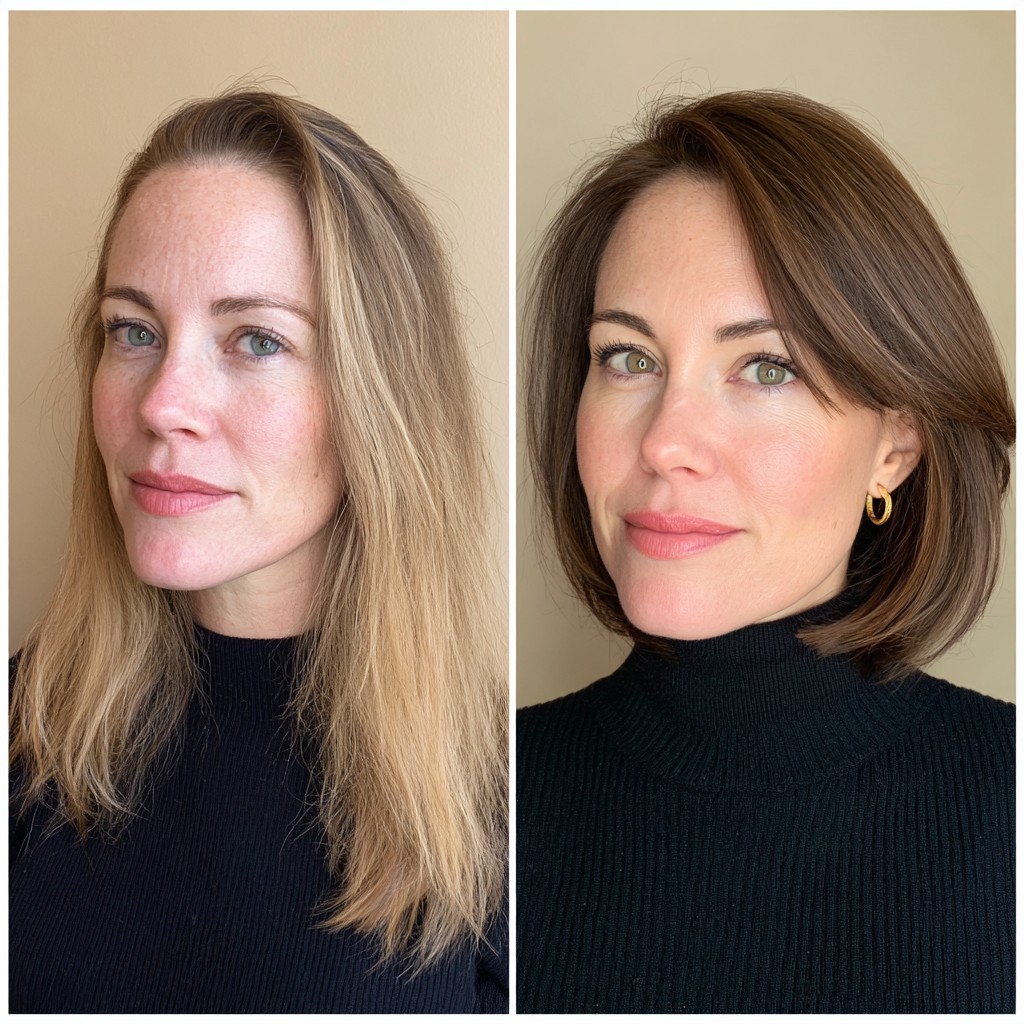 Sleek Mid-Length Brunette Transformation