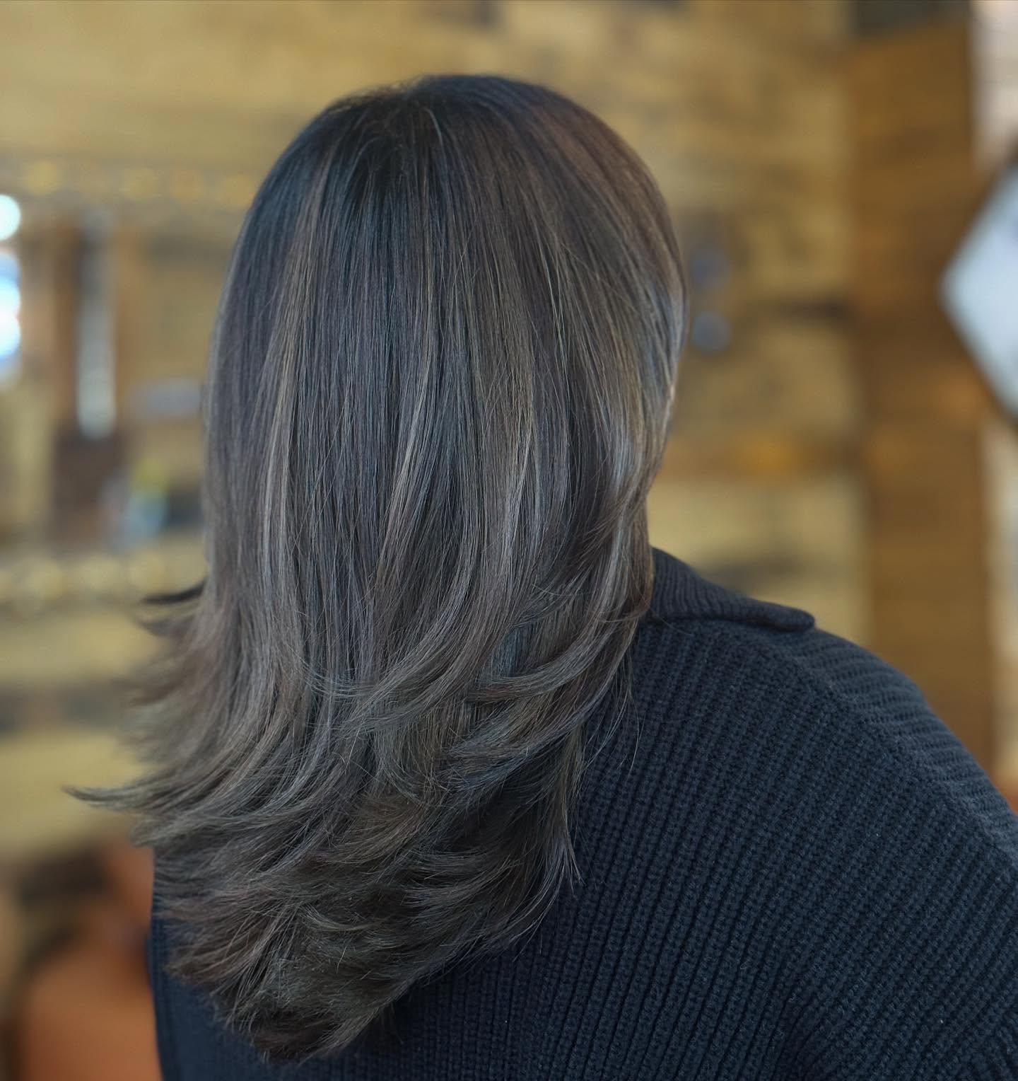 Softly Layered Ash Brown Cut with Subtle Highlights