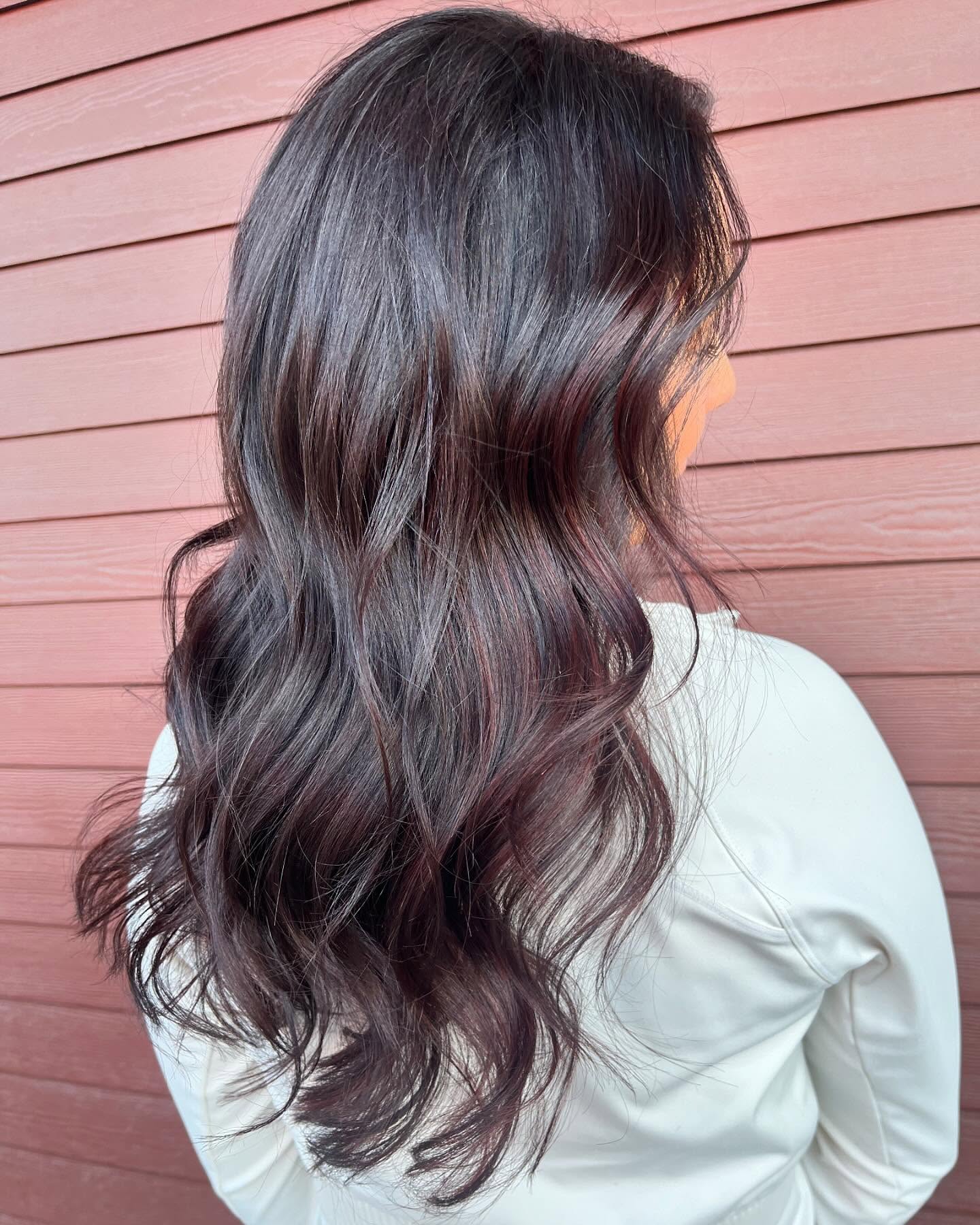 Softly Layered Dark Chestnut Waves