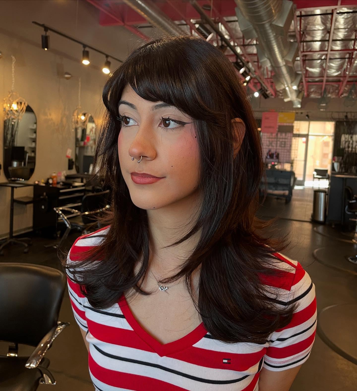 Sultry Chestnut Bob with Precision-Cut Fringe