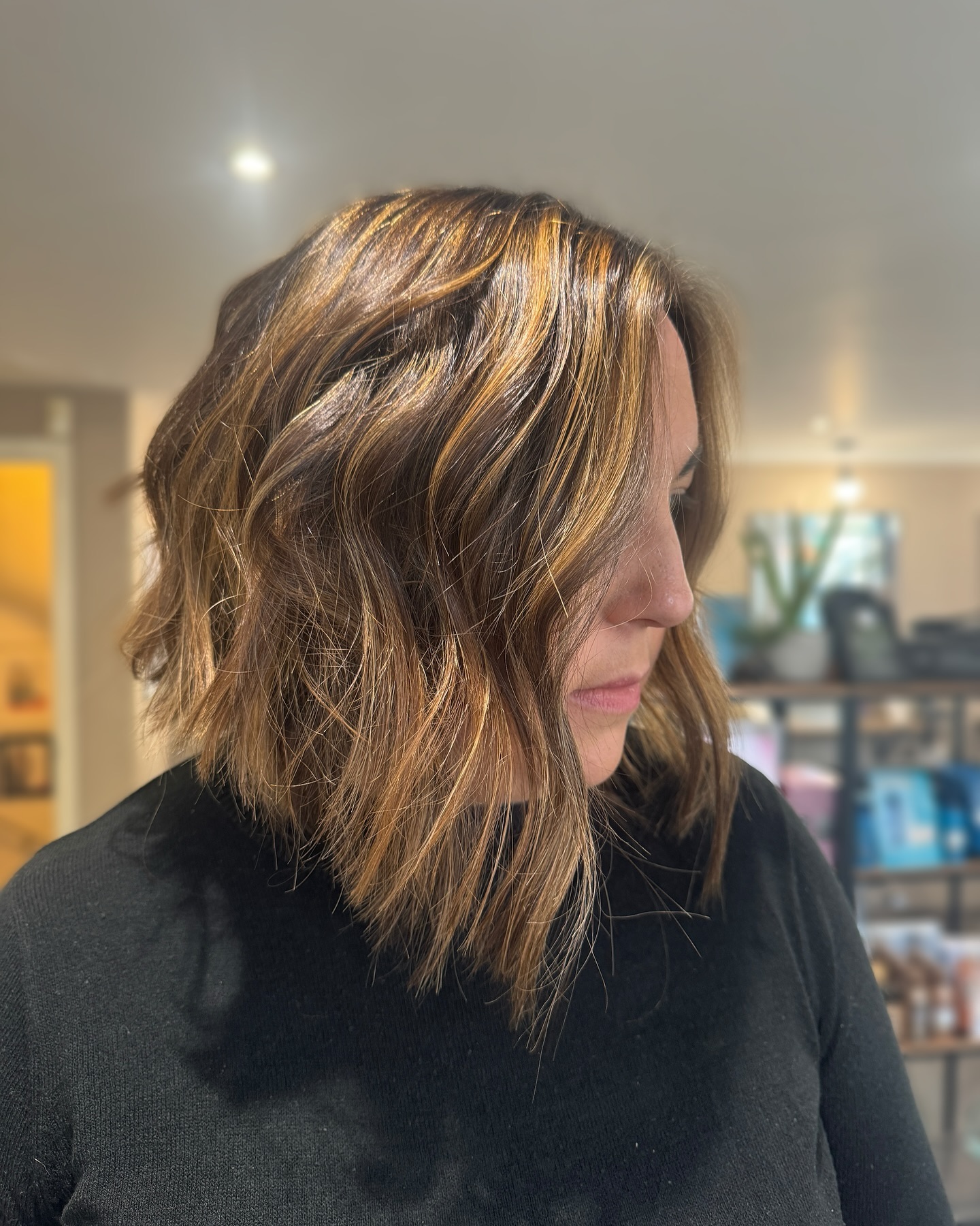 Textured Bronde Lob with Face-Framing Layers