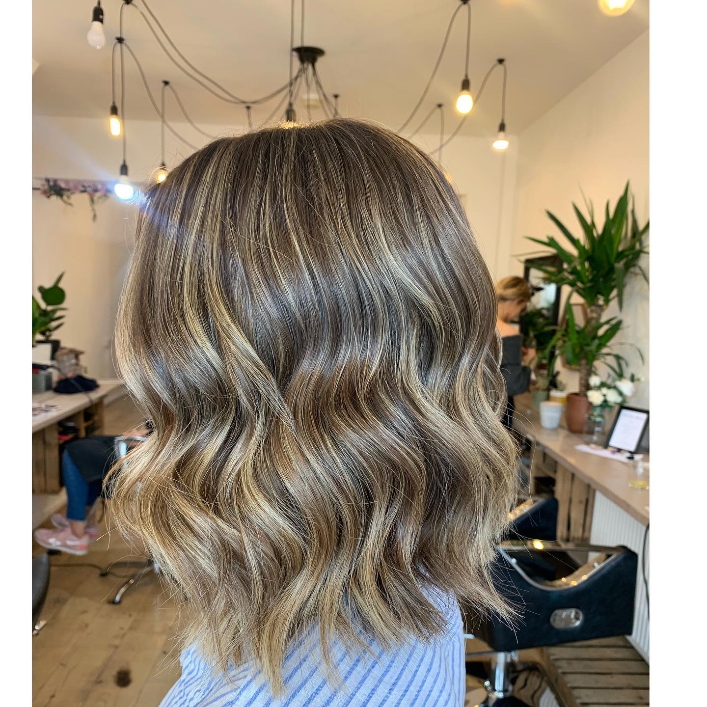 Textured Bronde Lob with Lush Waves